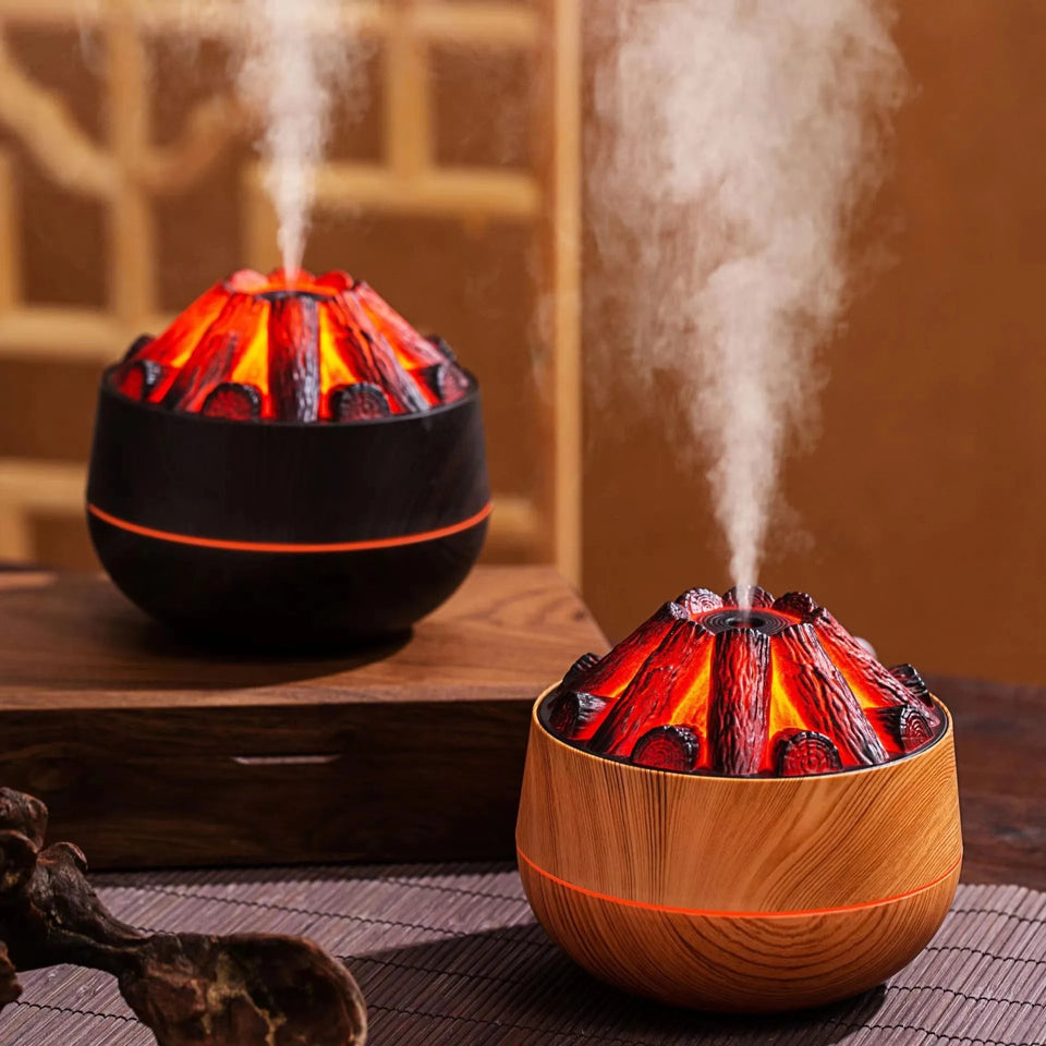 2024 New 300ML Artificial Charcoal Fire Air Humidifier Aroma Diffuser Mist Sprayer Mini Diffuser with Night Light for Home Aimak Store