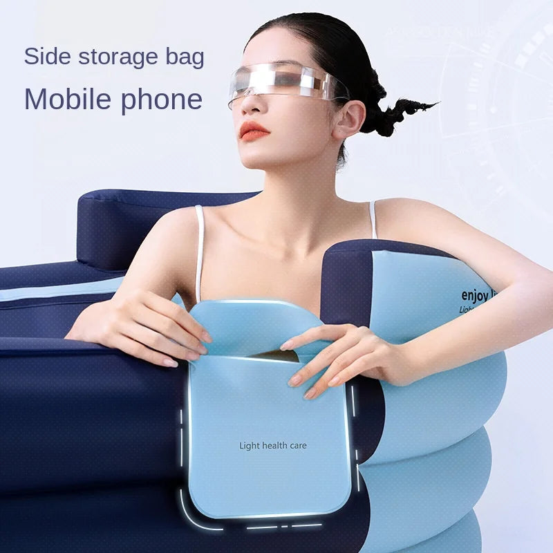 Shower Bucket for Adults PVC Folding Children's Bath Thickened Bathtub Household Inflatable Bathtub Adult Shower Bucket Aimak Store