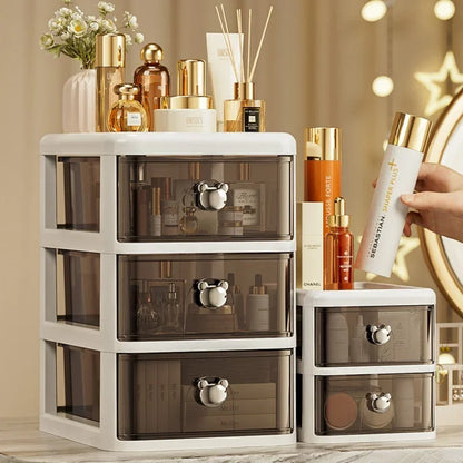 Stackable Desktop Storage Box with Dustproof Drawer Office Desk Storage Box Cosmetic Box Stationery Supplies Debris Storage Rack