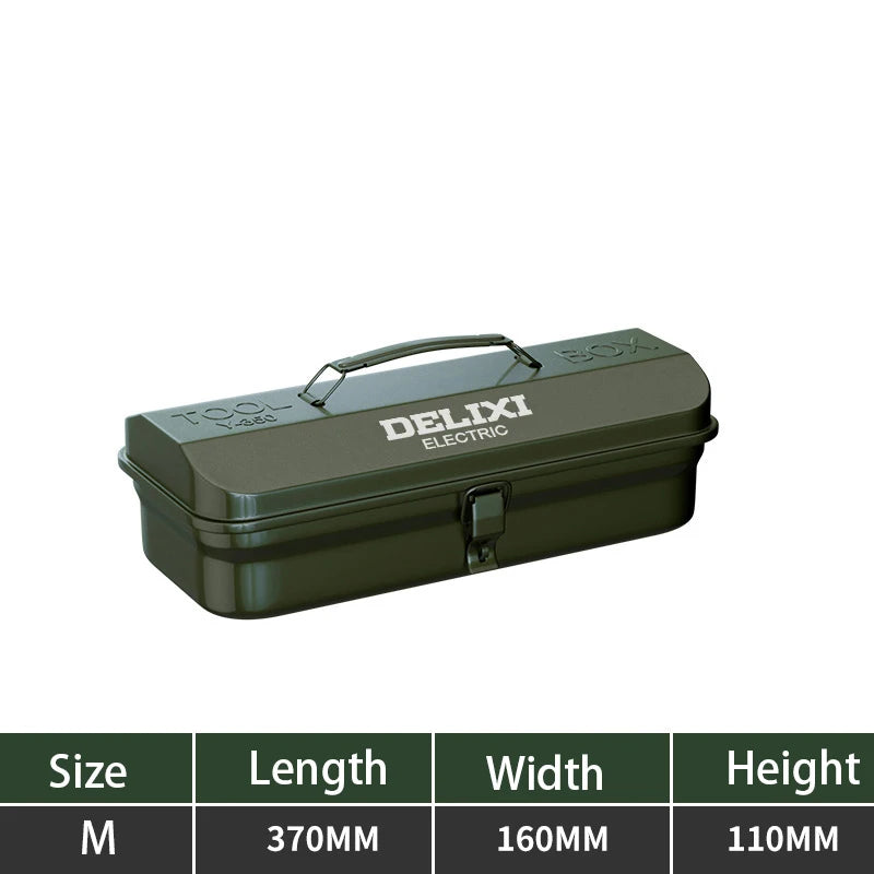 DELIXI Thicked Iron Tool Box Multi-functional Hard Case Industrial Tools Storage Box Household Car Hand-held Steel Storage Box Aimak Store