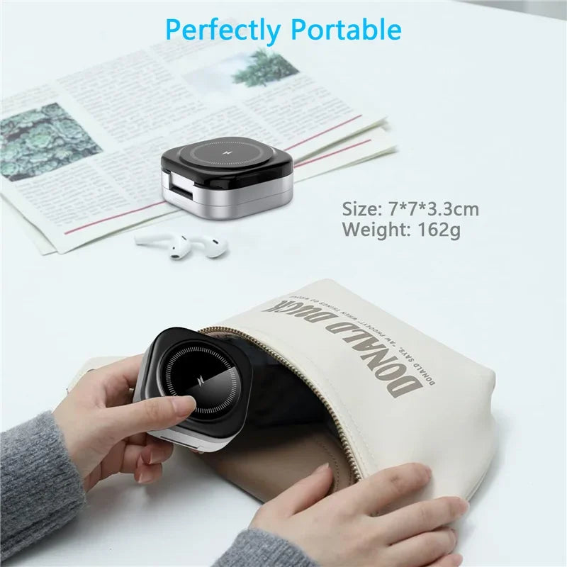 3 In 1 Foldable Magnetic Wireless Charger Stand For iPhone 16 15 14 Samsung IWatch AirPods 3/2 Station Dock Fast Charging Holder Aimak Store