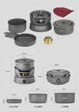 Outdoor Cooking Pot Set ALOCS CW-C05 Camping Portable Easy Storage Picnic Pot With Alcohol Stove Blast Proof Stove Cover Pot Aimak Store