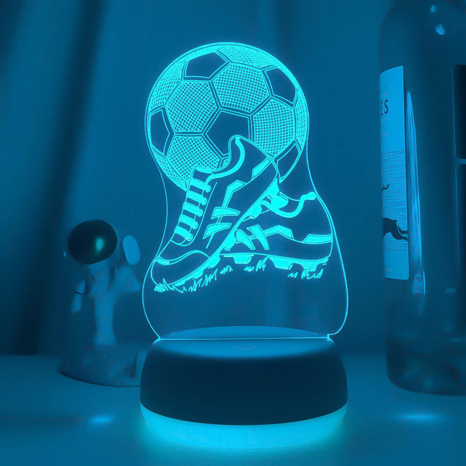 New 3d Illusion Kids Night Light Football 7 Colors Changing Nightlight for Child Bedroom Atmosphere Soccer Room Desk Lamp Gifts Aimak Store