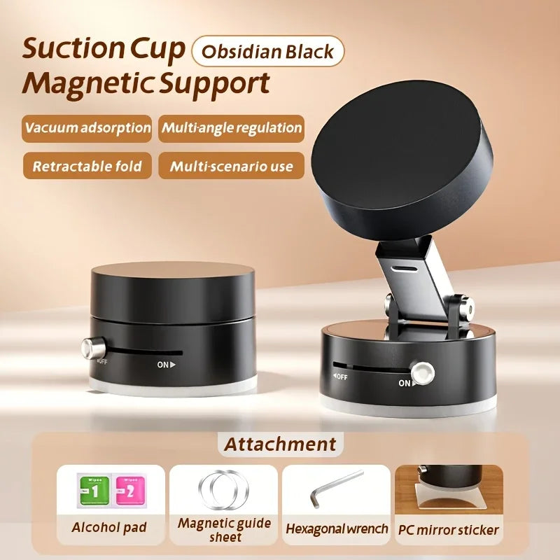 Car Mobile Brackets Double-sided Vacuum Magnetic Suction Bracket Mobile Phone Bracket Suction Cup  Folding Swivel desktop Stand Aimak Store