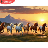 Huacan Wild Horses Diamond Painting Artistic Landscape Gem Canvas Wall Art Diamond Embroidery Full Round Rhinestones Aimak Store