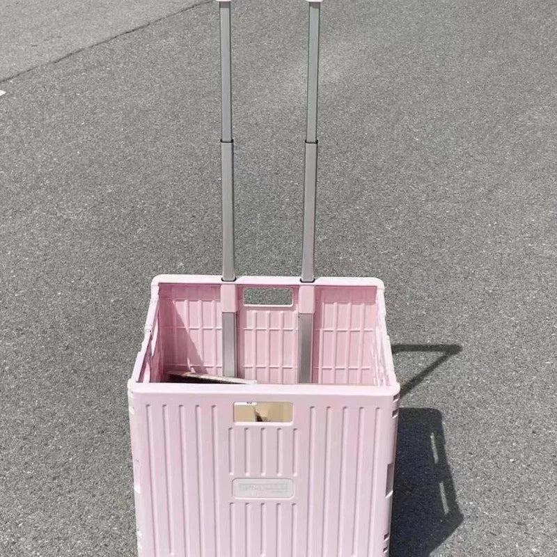 Folding Supermarket Shopping Hand Cart Trolley Convenient Stair Climber Foldable Cart with Wheels for Groceries Outdoor Camping Aimak Store