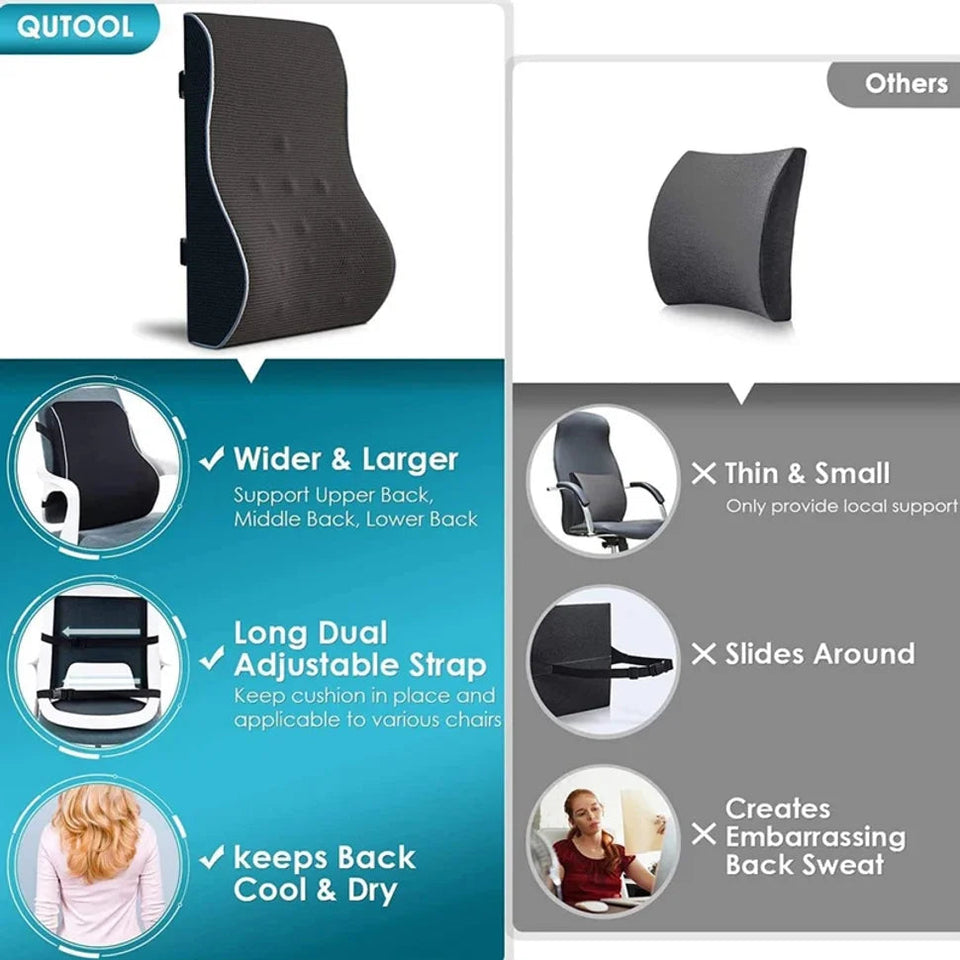 Lumbar Support Pillow Memory Foam Car Seat Waist Cushion Relieve Back Pain Soft and Comfortable For Office Home Car Aimak Store