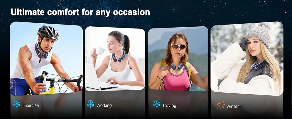 2025 Upgrade new semiconductor refrigeration neck fan, intelligent digital display, cold and hot dual-purpose bladeless fan Aimak Store