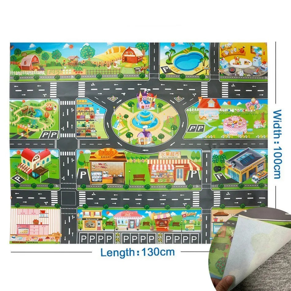 Children Playmat Activity Surface Waterproof Map Kids Animal Road Toy Baby Dinosaur Road Portable Carpet Farm Road Non-Toxic Mat Aimak Store