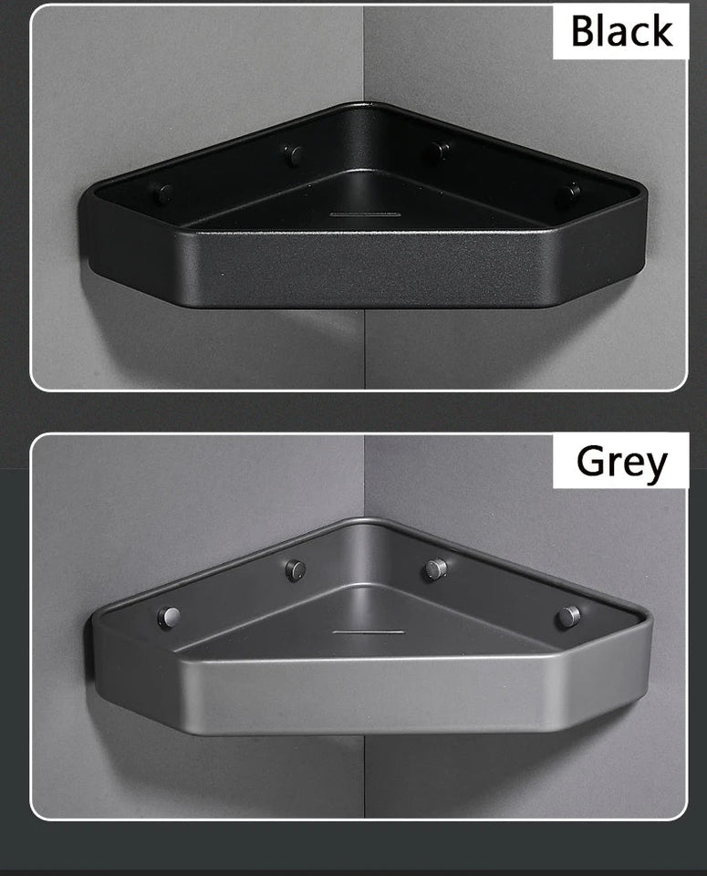 Bathroom Shelf Corner Space Aluminum Bathroom Triangle Basket Shower Room Storage Rack Wall Mounted Black/Matte/Grey Aimak Store