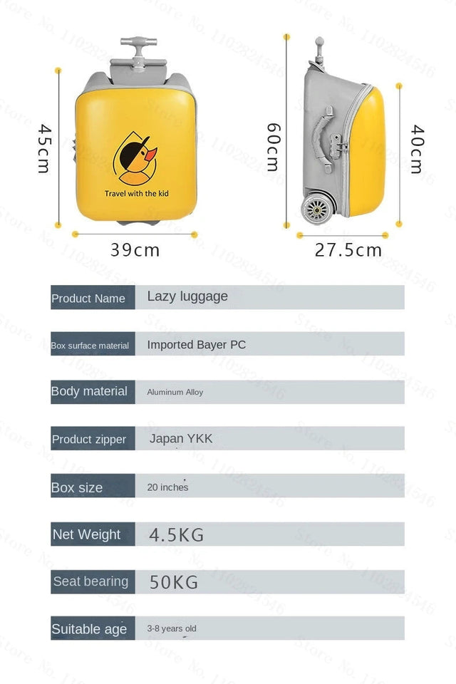 Fashion Cute Pony Cartoon Trolley Case Sit Travel bags for Children 24" Rolling Luggage Spinner Suitcase Wheels Yellow Duck 20" Aimak Store