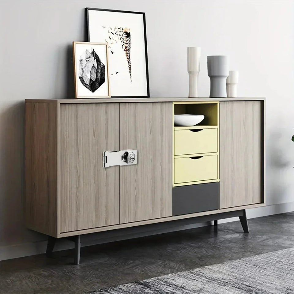 No Punching Three-fold Drawer Two-fold Lock Plate Buckle 90°180° Installation Wooden Door Sliding Door Wardrobe File Cabinet Aimak Store