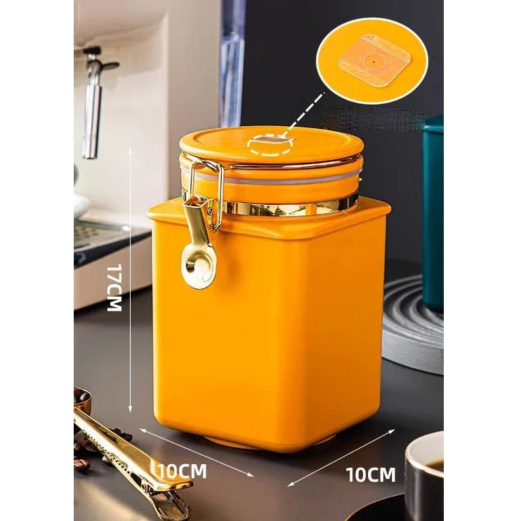 1.1L Storage Bottle Coffee Powder Sugar Container Airtight Can Holder Canister with Valve Household Food Storage Container Aimak Store