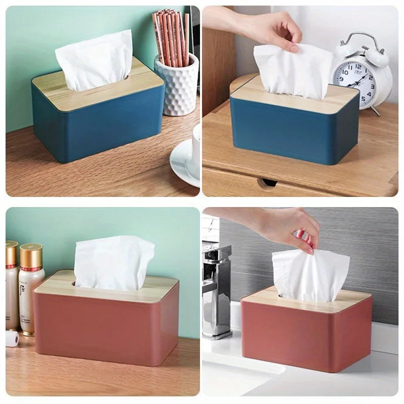 1pc Tissue Box Cover for Disposable Paper Facial Tissue, Rectangular Holder for Desk, Office Aimak Store