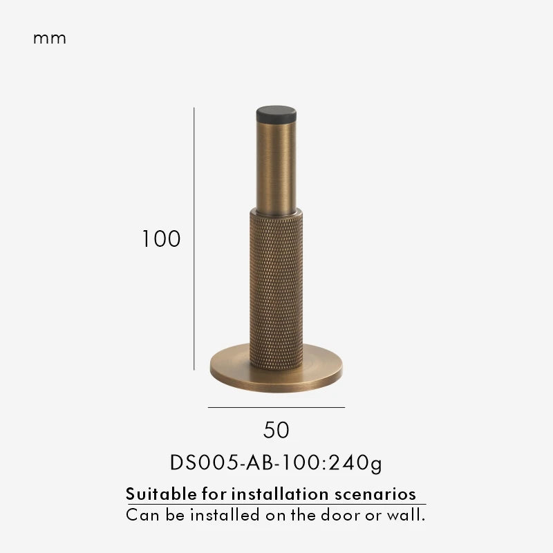 Nurlin Brass  Knurled Door Stops Bathroom Door Room Stopper Heavy Duty Floor Wall Mount Bumper Door Holder Catch Antique Brass Aimak Store