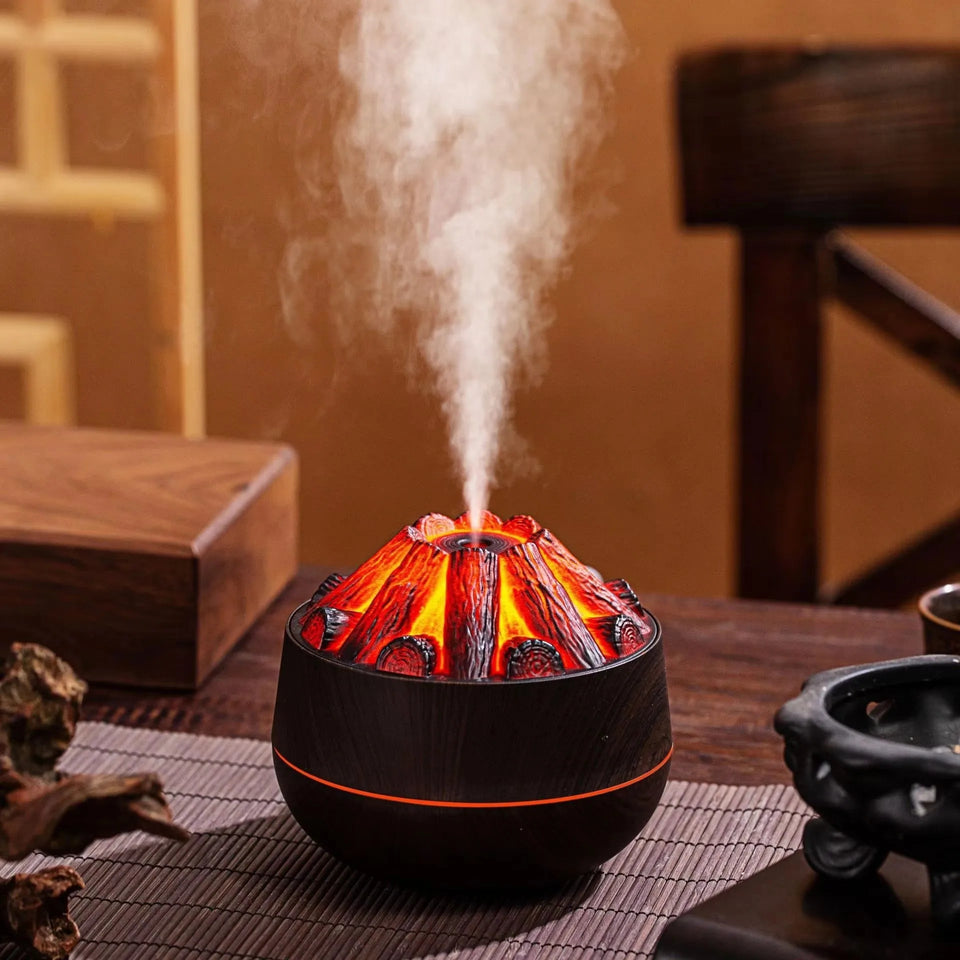2024 New 300ML Artificial Charcoal Fire Air Humidifier Aroma Diffuser Mist Sprayer Mini Diffuser with Night Light for Home Aimak Store