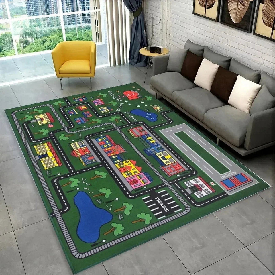 Child Playmat Highway City Traffic Playroom Area Rug Large Carpet Rug for Living Room Bedroom Decor Kids Play Non-slip Floor Mat Aimak Store