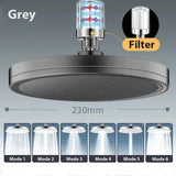 New 6 Modes Large Flow Supercharge Rainfall Shower Head 230mm Round High Pressure Top Spray Rain Showerhead Bathroom Accessories Aimak Store