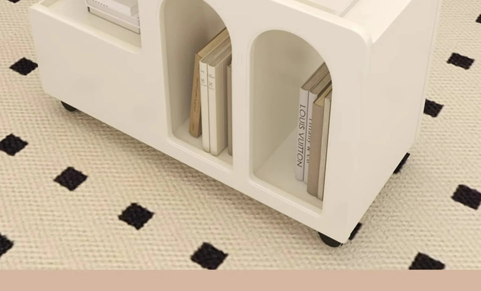 Movable Side Table with Storage Rack Cream Style End Table for Sofa Coffee Table Bedroom and Living Room Aimak Store