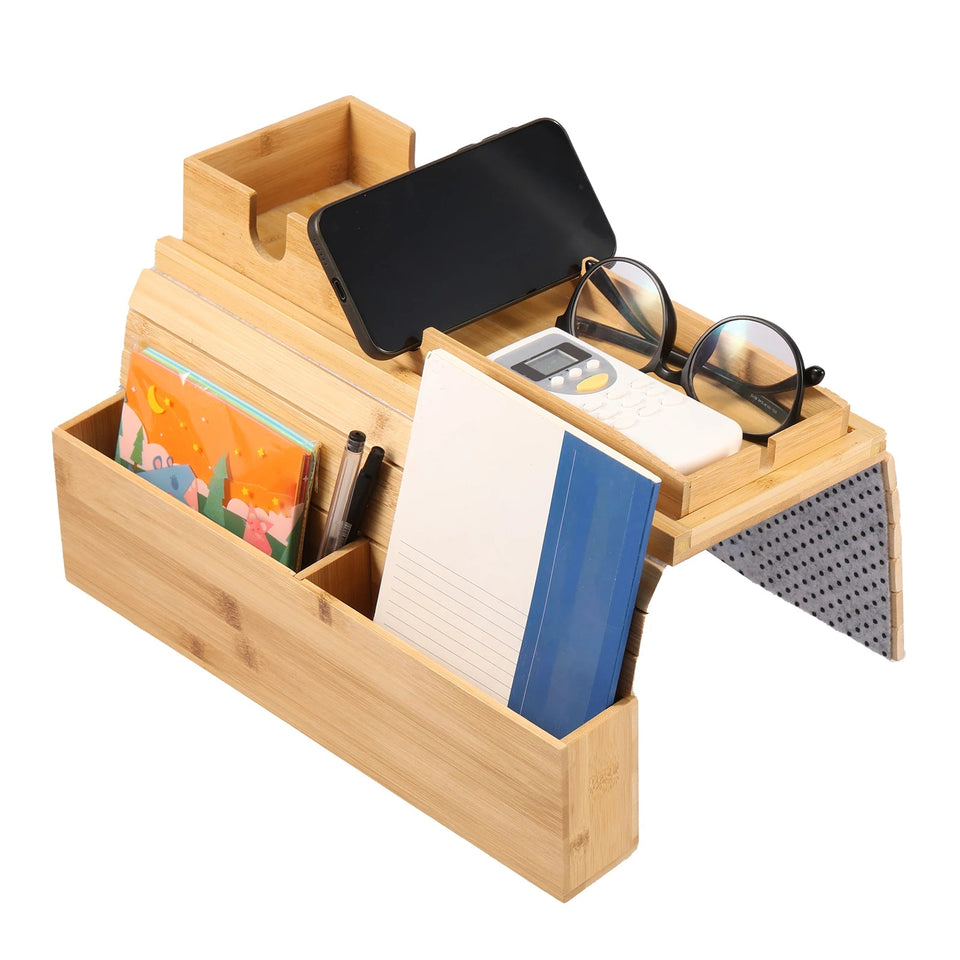 Couch Cup Holder Bamboo Wood Sofa Armrest Tray Foldable Sofa Cup Holder Anti-Slip Couch Arm Cup Holder Sofa Side Storage Tray Aimak Store