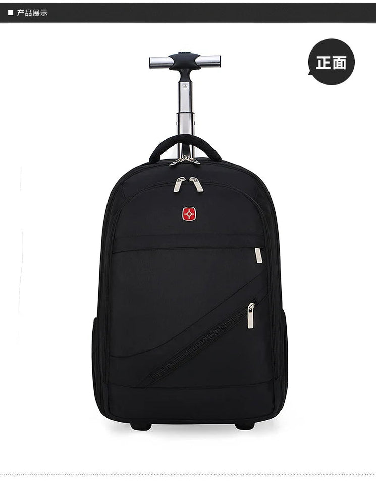 Men Trolley Backpack Shoulders Travel Bag with Wheels 24 Inch Students Rolling Luggage Business Trolley Large Capacity Suitcases Aimak Store