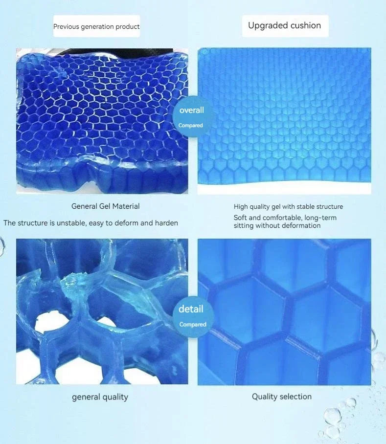 Car Seat Cushion Breathable Cool Gel Cooling Pad Universal Car Honeycomb Butt Pad Car Home Office Chair Cushion Aimak Store