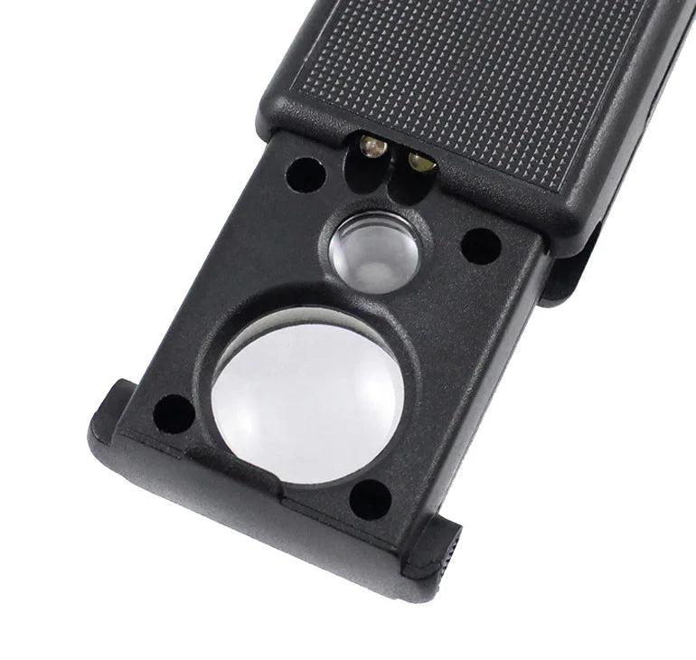 30X 60X Pocket Jewelry Magnifier Slide Out Illuminated Magnifying Glass with LED UV Light Handheld Loupe Lens For Diamond Coins Aimak Store