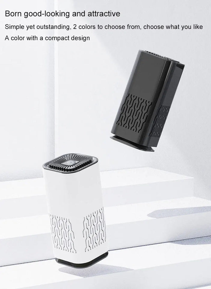 MINI HEPA Air Purifier Remove Smoke Odor Formaldehyde Negative Ion Air Cleaner for Car Bedroom Aromatherapy Purification Aimak Store