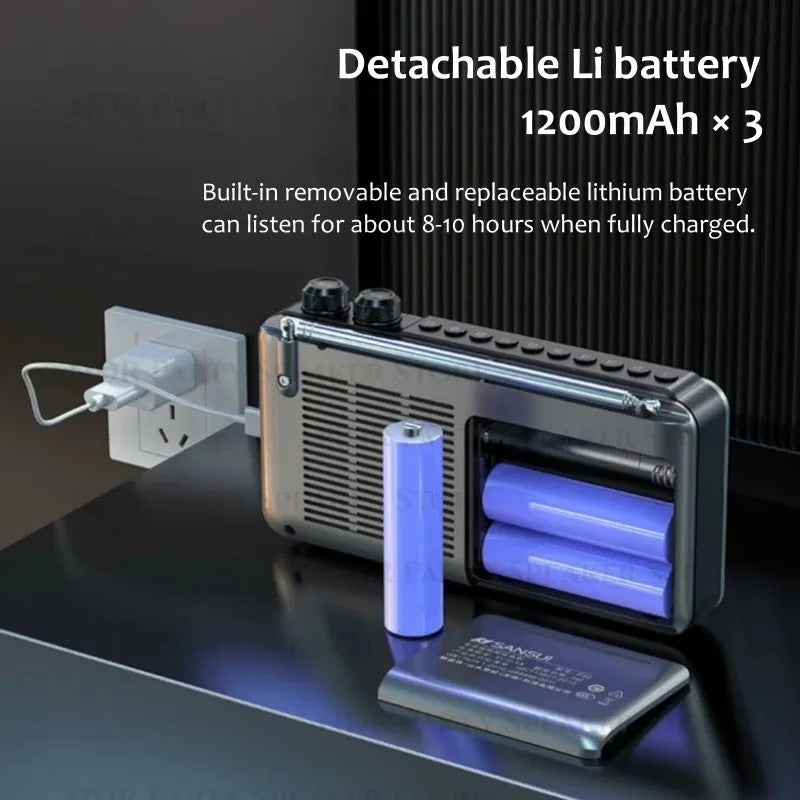 F50 Portable 4.3 inch LCD Screen Radio Multi-band HF AM Built-in Rechargeable Battery FM Bluetooth Radios Speakers Aimak Store