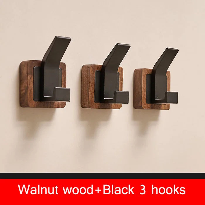 Walnut Coat Wall Hook Wall Hanging Coat Rack for Bathroom Kitchen Bedroom Hallway Wall Hooks Coat Clothes Holder Aimak Store