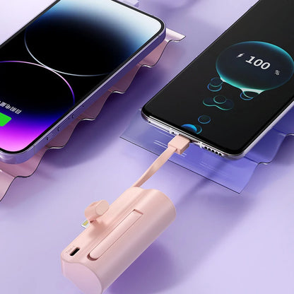 5000/10000/20000mAh 2IN1 Mini Power Bank Pocket External Battery Plug Portable Power Bank For iPhone Huawei Fast Charging Outdoo