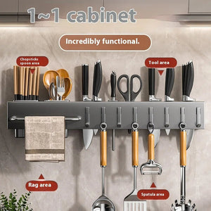No Drill Wall Mounted Knife Holder Compact Organizer for Kitchen Utensils Cutlery Storage Space Saving Easy Install Aimak Store
