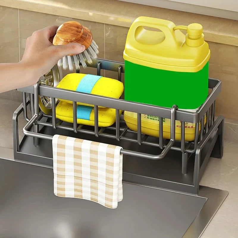 Kitchen Sink Drain Rack Organizer ABS Plastic Self-draining Sink Shelf Soap Sponge Holder Dishcloth Towel Rack filter basket Aimak Store