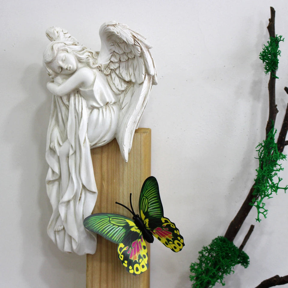 1-piece charming left angel door frame ornaments statue, exquisite resin sleeping angel sculpture Aimak Store