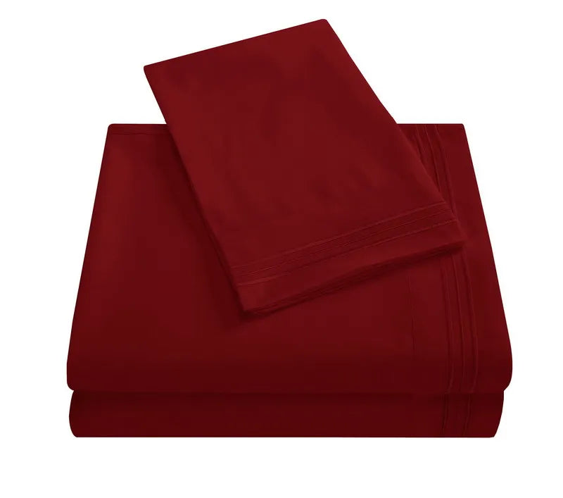 Embroidery Brushed 3/4 Pieces Bed Set Flat Sheet Fitted Sheet Pillowcase Bedding Set for Twin Full Queen King Pillow Sham Soft Aimak Store