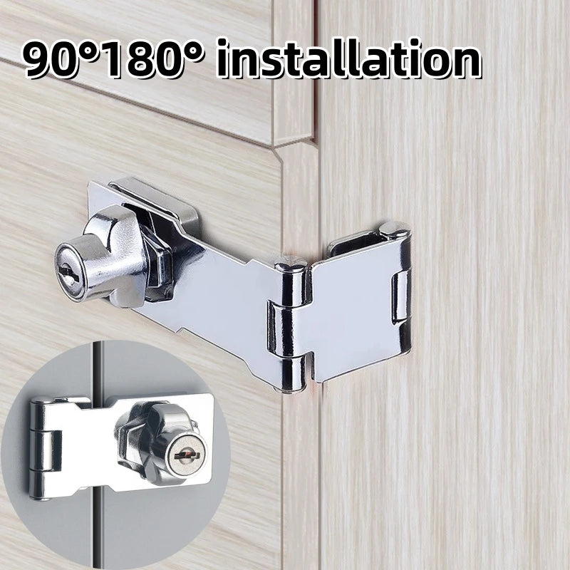 No Punching Three-fold Drawer Two-fold Lock Plate Buckle 90°180° Installation Wooden Door Sliding Door Wardrobe File Cabinet Aimak Store