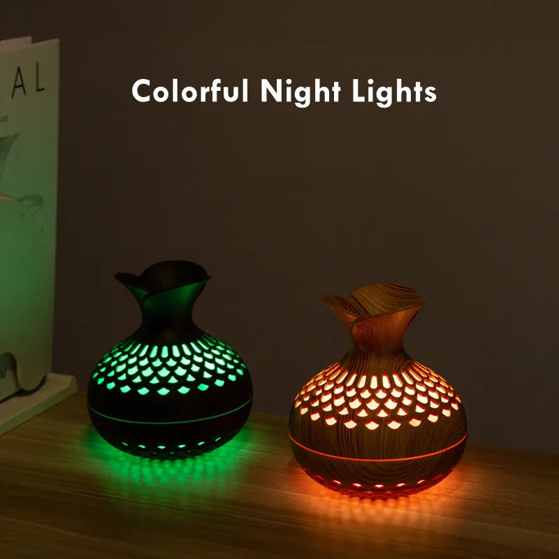 300ml USB Air Humidifier, Mini Humidifier Desktop Humidifier, Hollow Vase Shape Humidifier With Colorful Night Lights Aimak Store