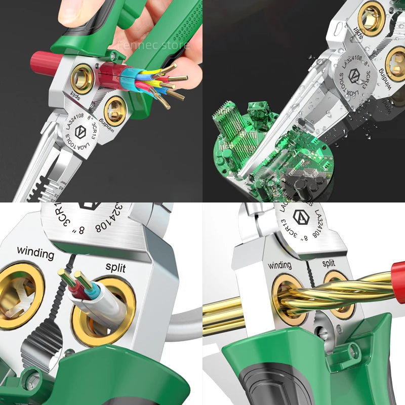 LAOA 8-In-1 Stainless Steel Multifunctional Wire Stripping Pliers LA324107 LA324108 Electric Measuring and Electricians Aimak Store