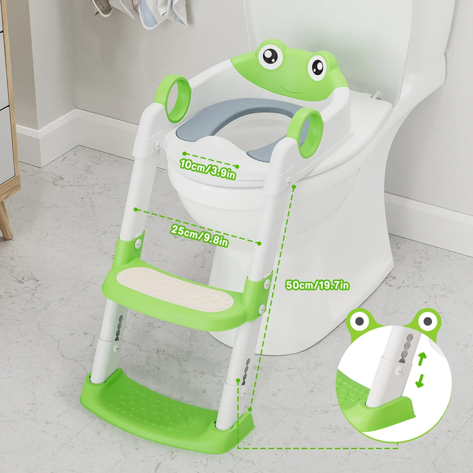 Children's Toilet Seat Stairway Baby Boys and Girls Toilet Folding Stand Anti-Slip Step Stool Children's Step Toilet Seat Ring Aimak Store