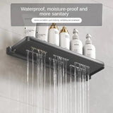 1PC Bathroom Storage Rack Foldable Bathroom Vanity Organiser No Hole Hanging Organiser Vanity Organiser Bathroom Organiser Shelf Aimak Store