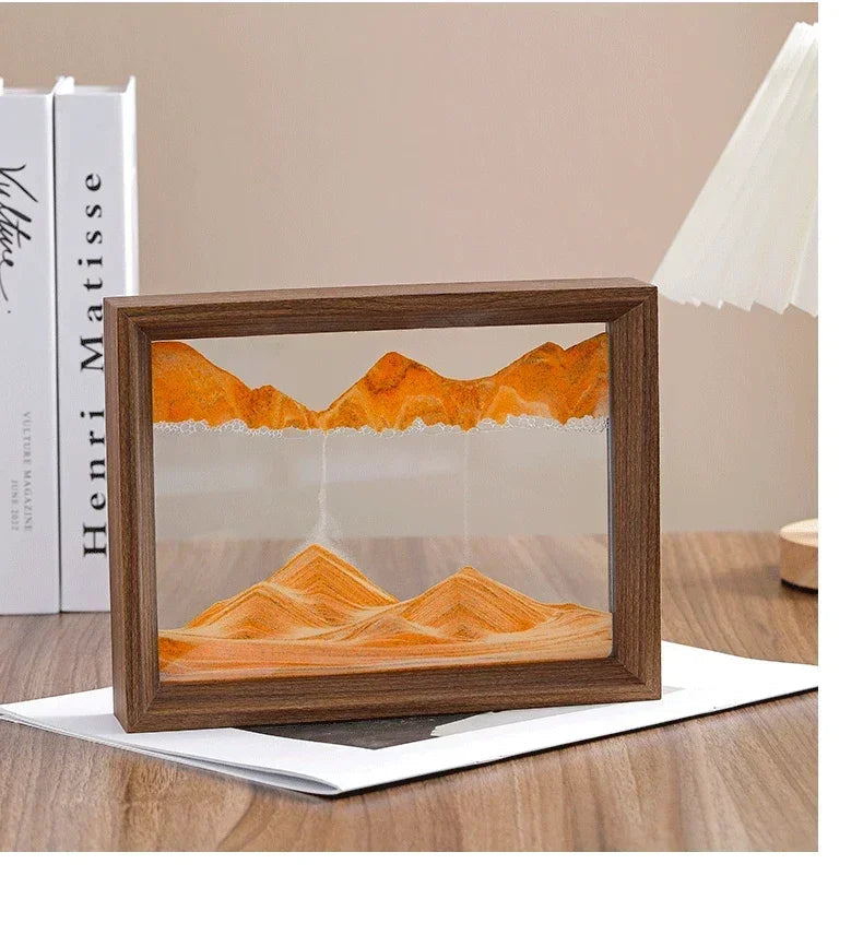 3D Sandscape Moving Sand Art Picture Wooden Frame Quicksand Liquid Hourglass Craft Flowing Sand Painting Office Home Decor Gifts Aimak Store
