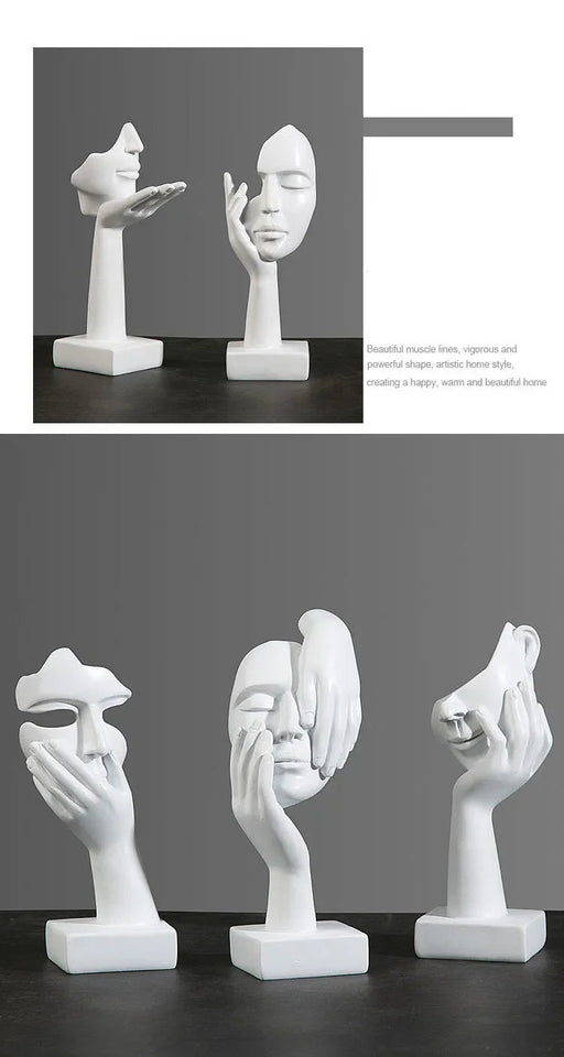 Resin Abstract Mask Statues European Miniature Figurines for Interior Home Office Study Desktop Figure Ornament Decor Gift Aimak Store