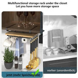 New Kitchen Hanging Organizer Rack with Hook Under Cupboard Paper Towel Rags Hanger Cutting Board Pot Cover Holder Storage Shelf Aimak Store