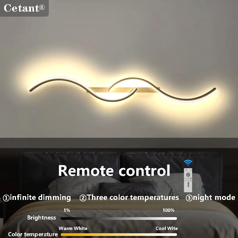 LED Wall Lamp 60/80/100CM Smart Remote Control Adjustable Color Temperature Brightness Bedroom Bedside Living Room Wall Sconces Aimak Store