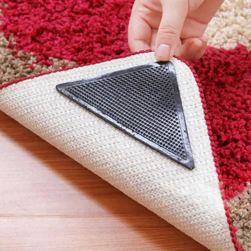 4 Pack Sticky Mat Carpet Rug Grippers 10.5x10.5x15cm Triangle Anti Slip Silicone Washable Reusable Floor Mat Door Carpet Pad Aimak Store