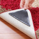 4 Pack Sticky Mat Carpet Rug Grippers 10.5x10.5x15cm Triangle Anti Slip Silicone Washable Reusable Floor Mat Door Carpet Pad Aimak Store