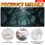 2D banner 1 piece, Halloween Garage Door - Scary forest, Cape figure, Twisted tree, garage door cover Halloween decoration Aimak Store