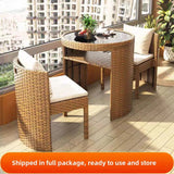 Balcony courtyard leisure table and chair combination rattan chair three piece set tea imitation rattan chair tea table Aimak Store