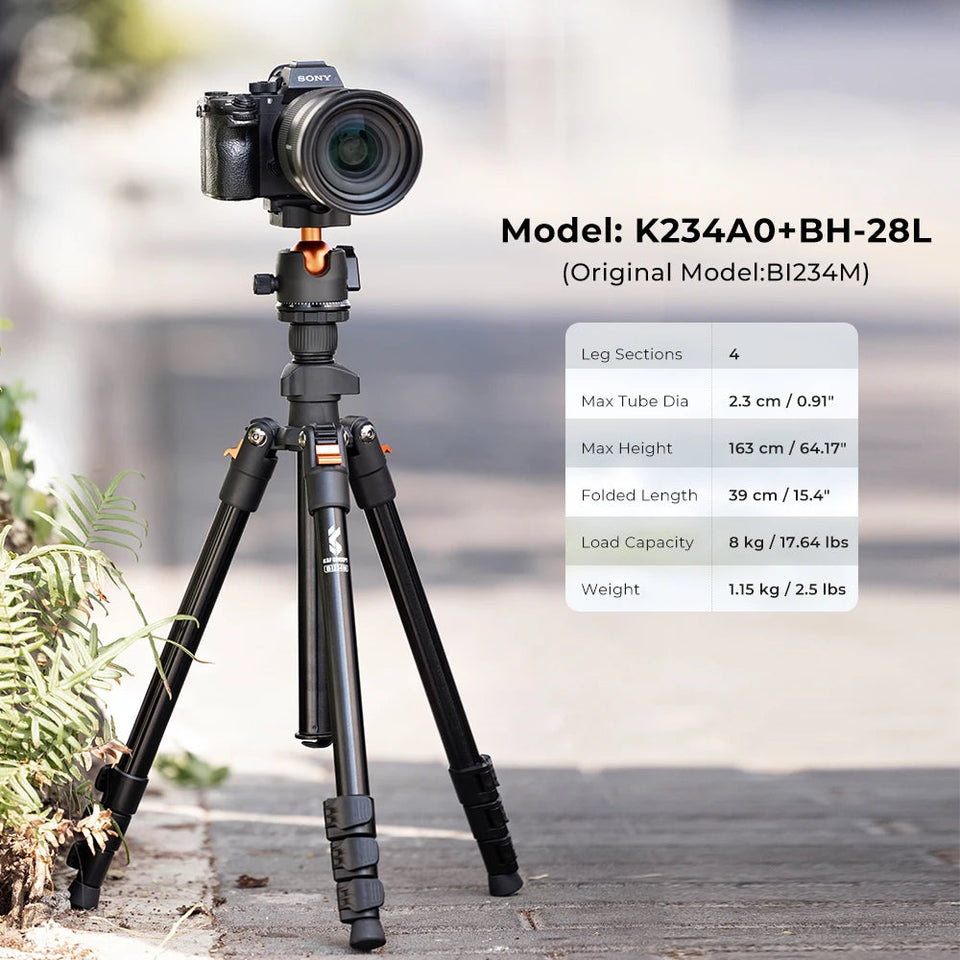 K&F Concept Portable Camera Travel Tripod Flexible Vlog Tripod with 360 Degree Ball Head Quick Release for Canon Nikon Sony DSLR Aimak Store