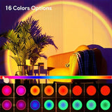 1pc Vibrant Sunset Projection Light - 16-Color Spectrum, USB Remote Control, Dynamic Color Changing LED Light -Creates Warm Home Aimak Store